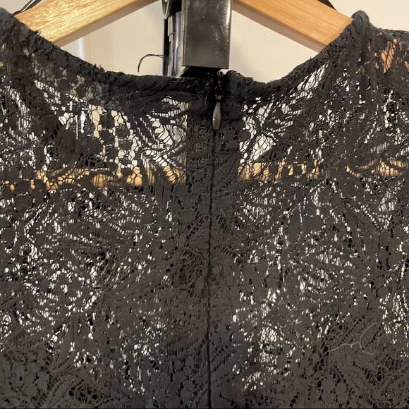 Zara Black Midi Cap Sleeve Lace Dress - Picture 5 of 8